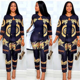 2020 Elegant African Sets Print Trousers Tops Pants Suits Dashiki Dress Bazin Robe Gowns Evening Party Traditional Hipster
