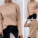 Women Pullover Knit Sweater Autumn and Winter Solid Color Turtleneck Sweater Women's Top