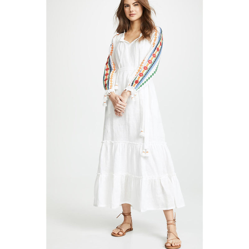 Beth Dutton Bohemian Dress Winter Autumn Midi Dresses Embroidered Long Sleeve Long Dress