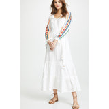 Beth Dutton Bohemian Dress Winter Autumn Midi Dresses Embroidered Long Sleeve Long Dress