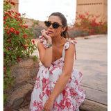Beth Dutton Bohemian Dress Summer Spring Maxi Dresses Sexy Sleeveless Spaghetti-Strap Floral Print