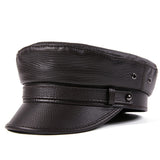 Captains Hat Autumn and Winter Motorcycle Men's Leather Rock Navy Hat Captain