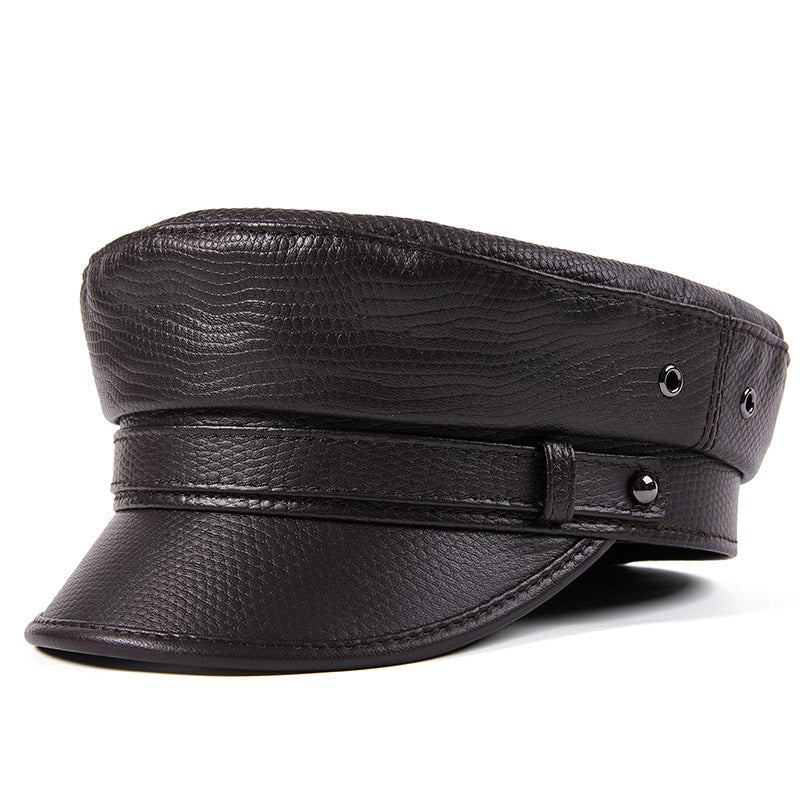 Captains Hat Autumn and Winter Motorcycle Men's Leather Rock Navy Hat Captain