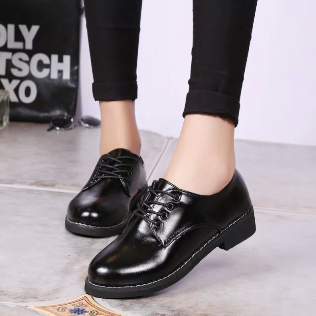 Women Black Dress Shoes Leather Shoes