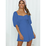 Coachella Music Festival Outfits Solid Color Fashion Women's Sexy Lantern Sleeve Dress