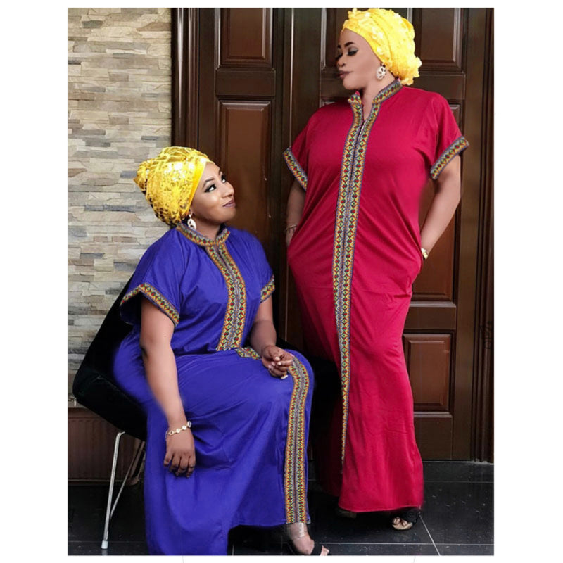 African Dashiki Dress plus Size Women's Long Straight Skirt Loose Dress
