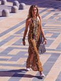 Beth Dutton Bohemian Dress Summer Spring Maxi Dresses Embroidered Sequins Long Dress