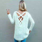 Coachella Music Festival Outfits Autumn and Winter Loose Pullover Sweater V-neck Cross Knitted