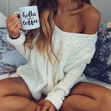 Coachella Music Festival Outfits Autumn and Winter Loose Pullover Sweater V-neck Cross Knitted