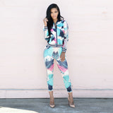 Coachella Music Festival Outfits Autumn Leisure Digital Geometric Printing Color Sports Suit