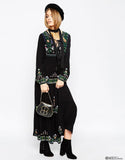 Beth Dutton Bohemian Dress Winter Autumn Maxi Dresses Solid Color Embroidery Pattern Self-Tie Dress