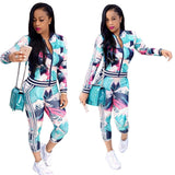Coachella Music Festival Outfits Autumn Leisure Digital Geometric Printing Color Sports Suit
