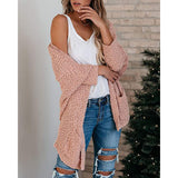 Women Cardigan Knit Sweater Autumn and Winter Loose Pocket Cardigan Sweater