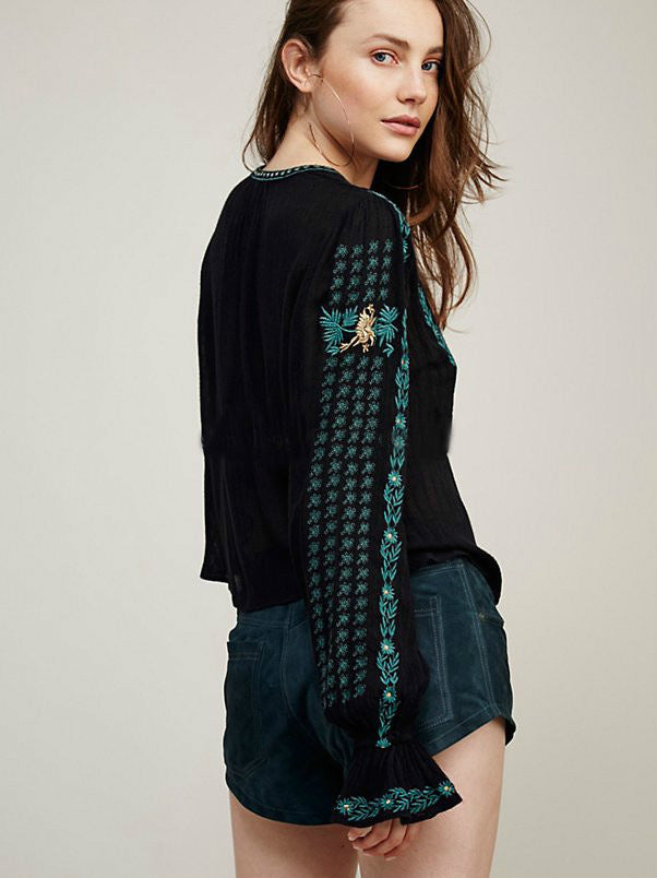 Beth Dutton Bohemian Dress Summer Spring Midi Dress V-neck Floral Embroidered Bell Sleeve Top