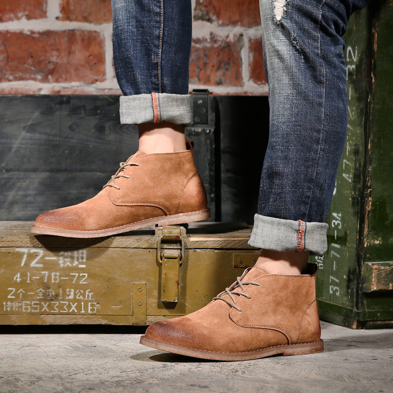 Desert Boots Cowhide Men's Boots British Retro Ankle Boots Worker Boot Desert Boots