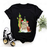 Men and Women Grinch Shirt Grinch Print Oversized Loose-Fitting T-shirt