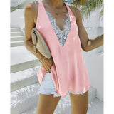 Coachella Music Festival Outfits Summer Solid Color Women's Clothing Sexy V-neck Backless