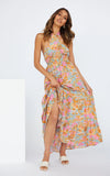Nine Britton Dress Sexy Lace-up Halter Split Print Holiday
