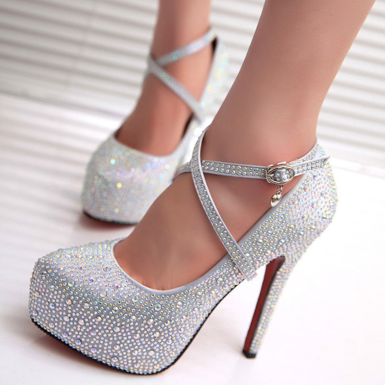 Red Bottom Heels Wedding Shoes Women High Heel Crystal Shoes