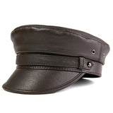 Captains Hat Autumn and Winter Motorcycle Men's Leather Rock Navy Hat Captain