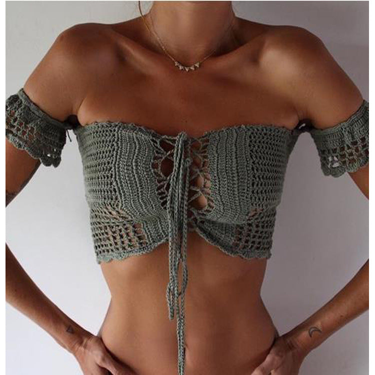 Coachella Music Festival Outfits Sexy Bandeau Swimsuit Knitting Bikini