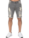 Men White Shorts Men's Leisure Ripped Cropped Denim Shorts