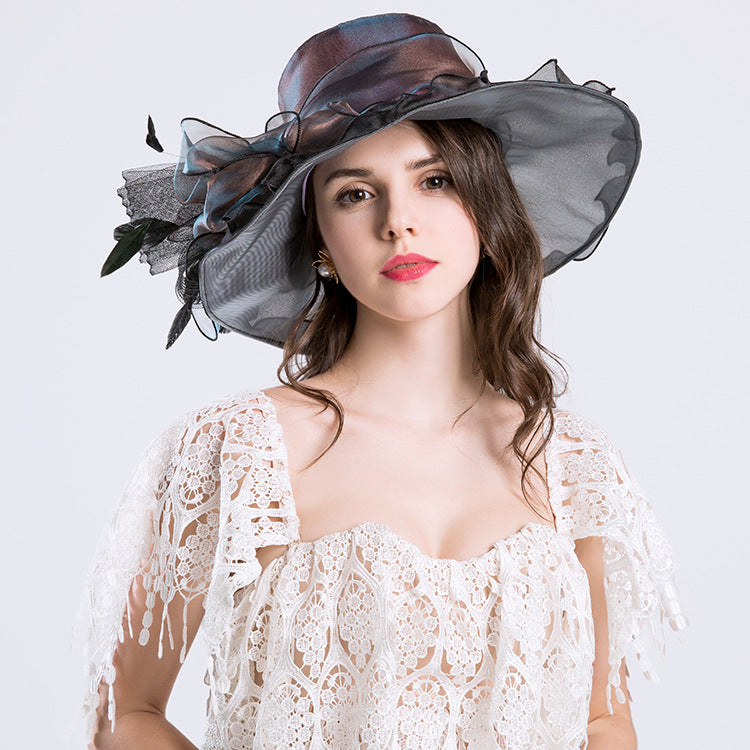 Big Hats Hat Spring Ladies Fashion Cap Fashion Net Gauze Cap Wide Brim Hat