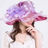 Big Hats Summer Ladies Fashion Cap Big Flower Fashion Net Gauze Cap Wide Brim Hat