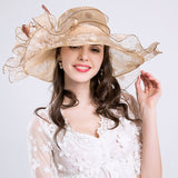 Big Hats Summer Ladies Fashion Cap Big Flower Fashion Net Gauze Cap Wide Brim Hat