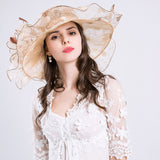 Big Hats Summer Ladies Fashion Cap Big Flower Fashion Net Gauze Cap Wide Brim Hat