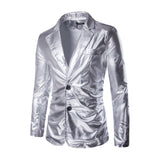 Men Prom Outfits Gilded Glossy Coat Solid Color