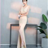 Mauve Dress Bridesmaid 1533# Banquet Evening Dress for Women Dinner Party