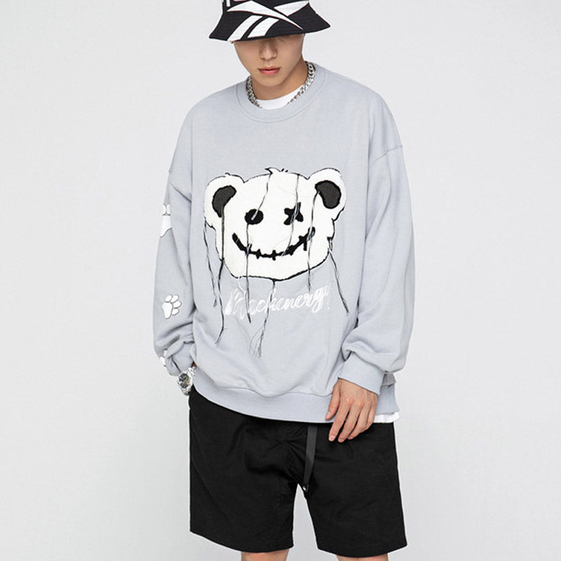 Crew Neck Sweatshirts for Men Men's Autumn Long-Sleeved Sweater Towel Embroidery Top for Men