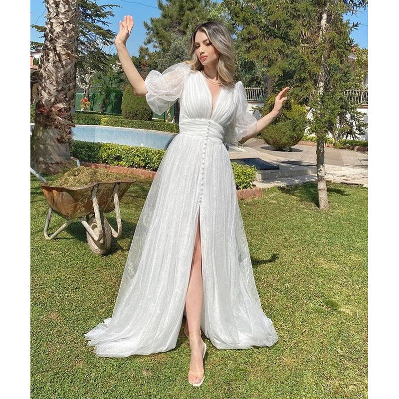 Mauve Dress Bridesmaid Sexy Lace Long Sleeve Prom Wedding Dress Backless Dress