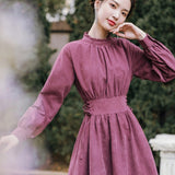 MIDI Mauve Cocktail Dress Vintage Purple Dress Spring and Autumn Gentle