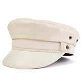 Captains Hat Autumn and Winter Motorcycle Men's Leather Rock Navy Hat Captain
