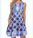 Gypsy Style Dresses Beach Sleeveless Vintage Floral Flowy Pocket
