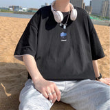 Men T-Shirts Half Sleeve Solid Color Loose
