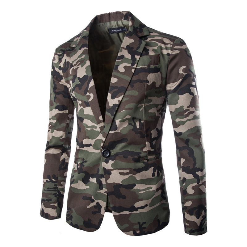 Men Prom Outfits Camouflage Coat Small Suit Slim Fit One-Button Suit