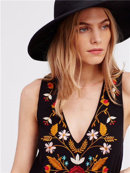 Beth Dutton Bohemian Dress Summer Spring Midi Dress Embroidered Sleeveless Dress