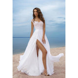 See through Wedding Dress Chiffon Dress Prom Evening Dress Split Swing Dress