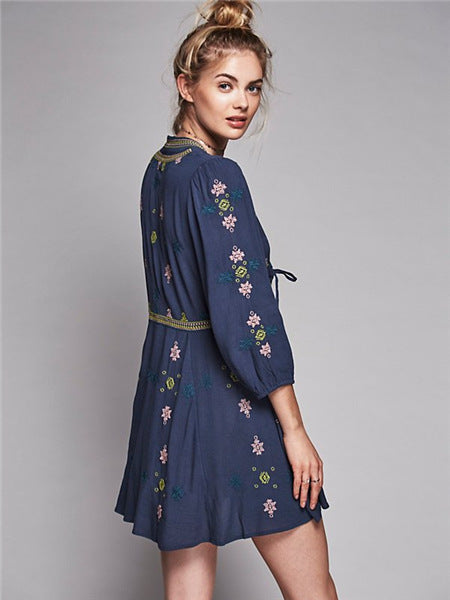 Beth Dutton Bohemian Dress Summer Spring Midi Dress Embroidered Dress