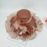 Big Hats Fashion Gauze Cap Wide Brim Hat Fluffy Curling Fashion Cap