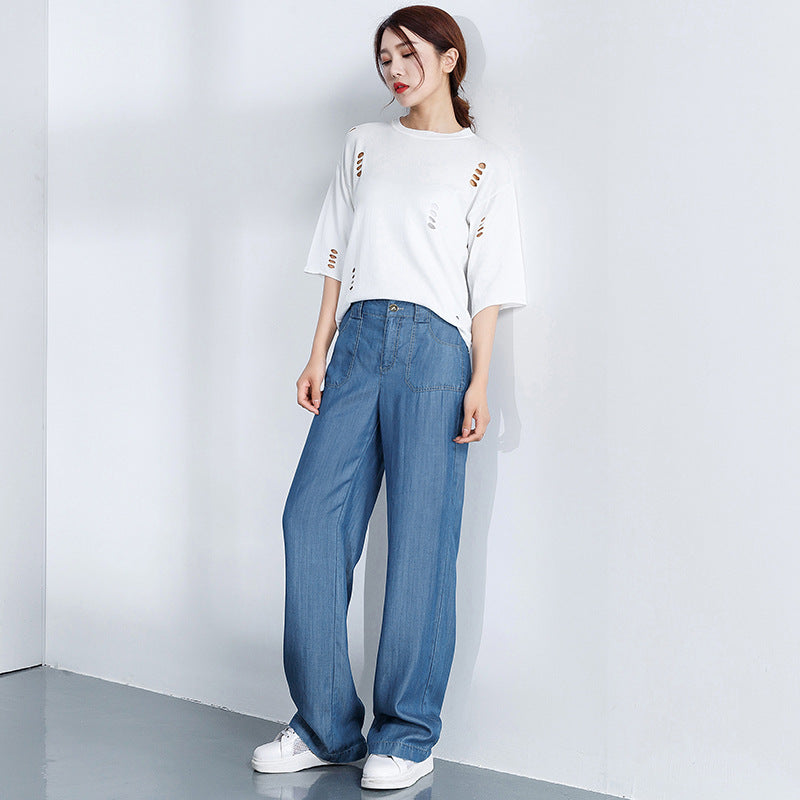 Gloria Vanderbilt Jeans Straight High Waist Wide Leg Tencel Trousers