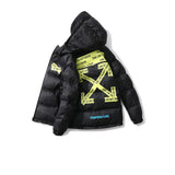 Off White Winter Coat Printed Men'S Winter Warm Thickened Cottonpadded Jacket Casual Able Owt