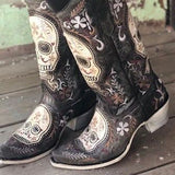 Beth Dutton Shoes Autumn and Winter Embroidery Women's High Boots plus Size Martin Boots