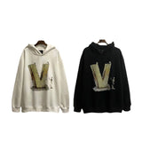 Kanye West Sunday Service Hoodie Skull V Stereo Word Printing Plus Velvet Hoodie