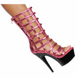 White Strappy Heels Super High Heel Low-Top Booties Patent Leather Punk Style Sandal Boots