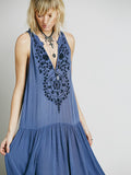 Beth Dutton Bohemian Dress Summer Spring Maxi Dresses Embroidery Beads Dress