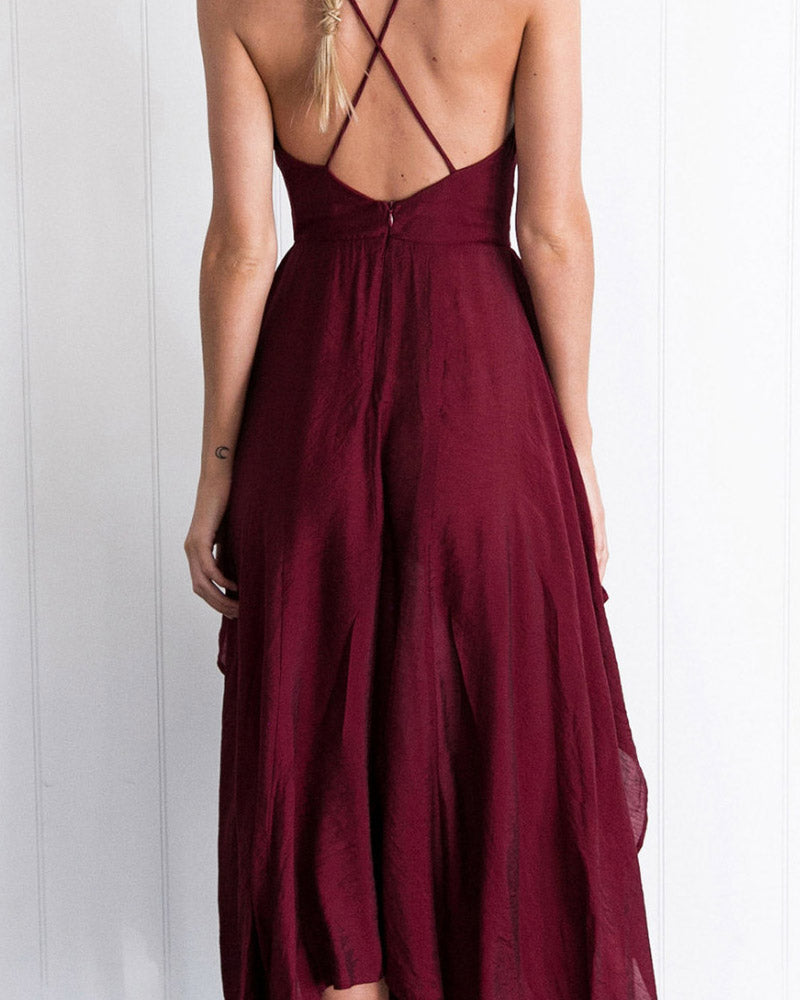 MIDI Mauve Cocktail Dress Summer Women's Sling Sexy Long Dress